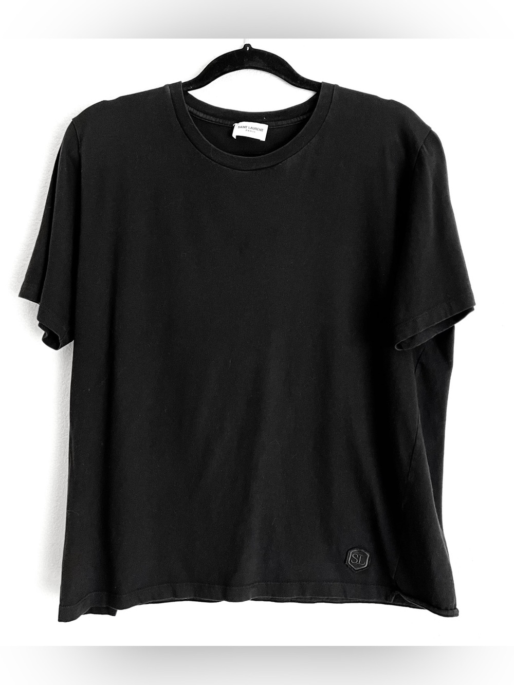 Saint Laurent Paris Mens Black SL Crest T shirt Size Medium